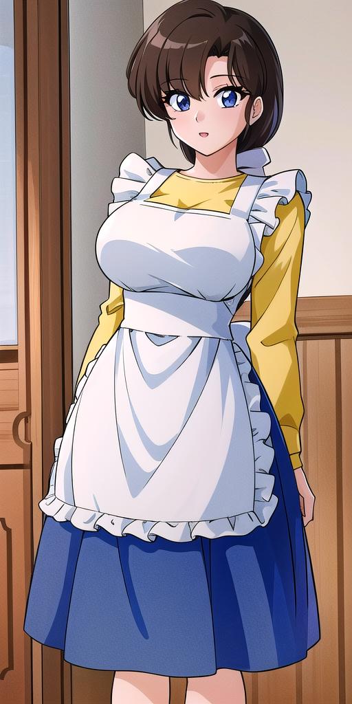 04562-3873519577-, tendou_kasumi, Apron_White_Ruffle, Yellow_Shirt_blue_high-waist_skirt, standing, solo, large breasts,, masterpiece, best quali.png